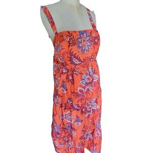Rhode Orange Cotton Floral Dress Sz XL Cotton